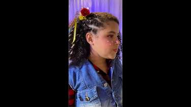 penteado infantil com laço para festa junina