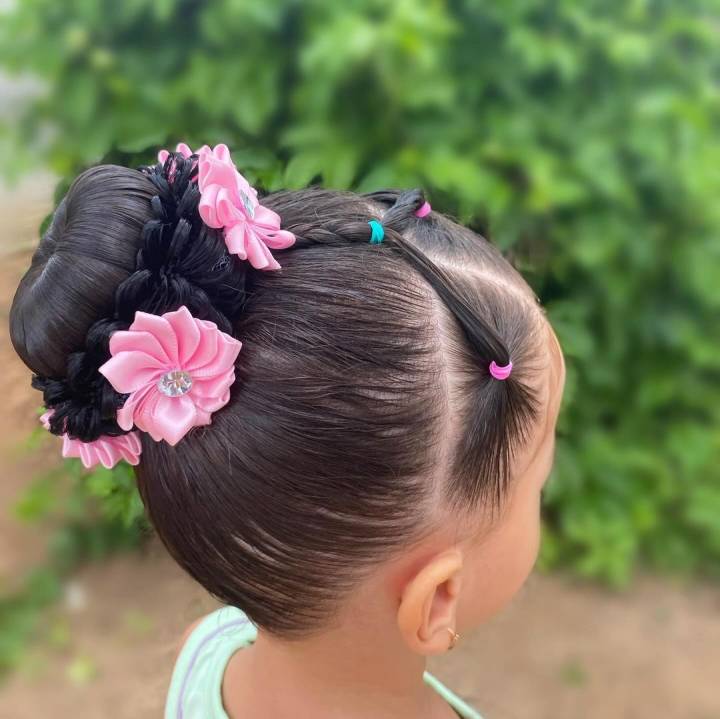 penteado infantil rosa trança