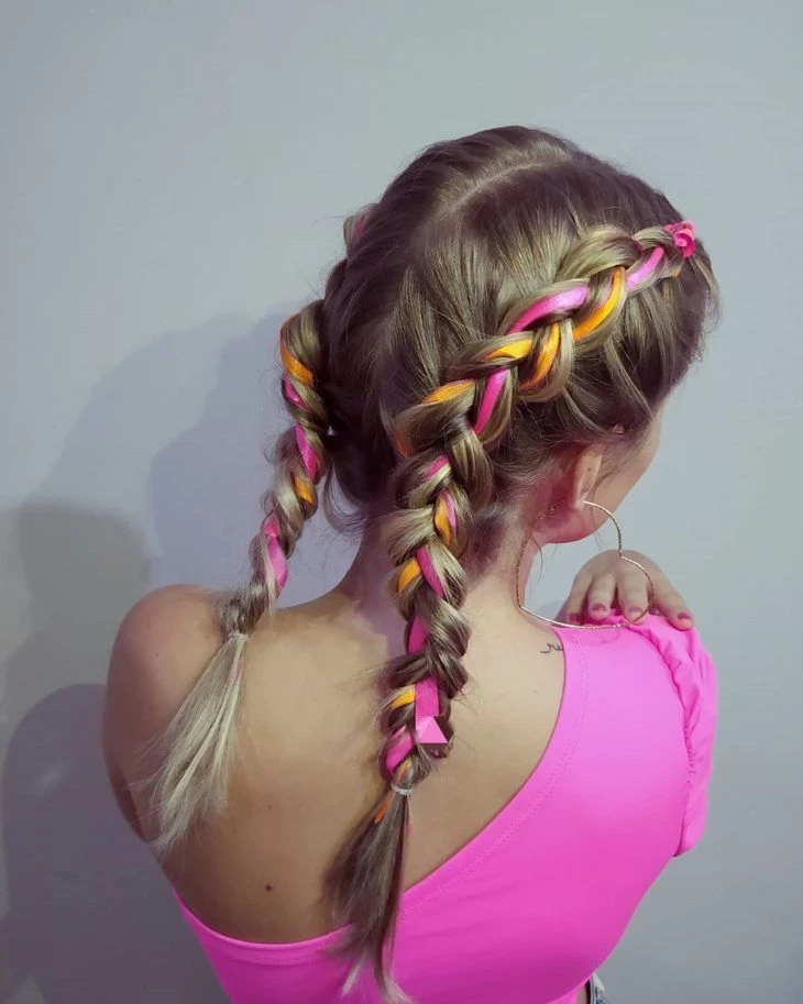 penteado infantil rosa temporário