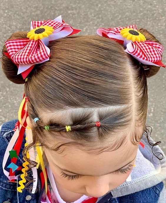 penteado festa junina cabelo infantil cacheado