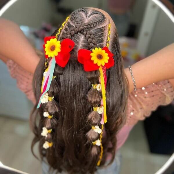 penteado festa junina cabelo infantil para meninas