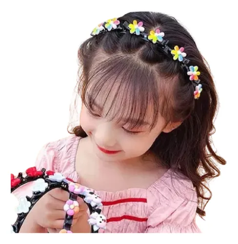 penteado preso com tiara de elásticos infantil
