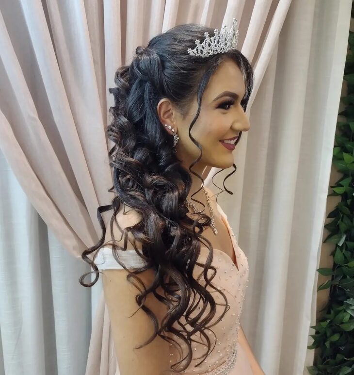 penteado coroa cabelo solto vs preso 15 anos