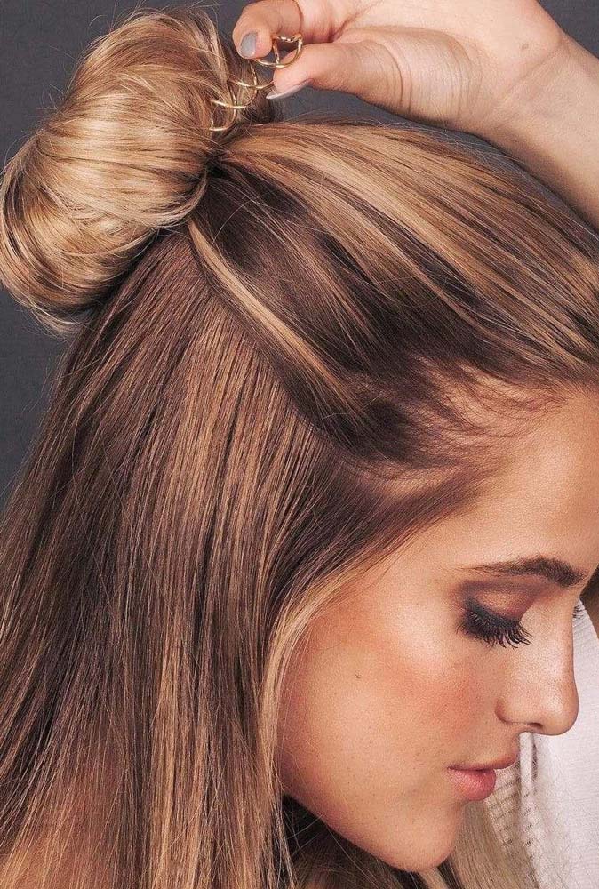 penteados cabelo solto liso com trança