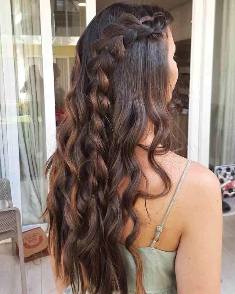 penteados cabelo solto liso com ondas
