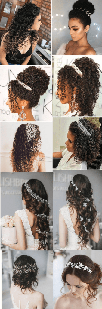 penteados para debutantes cabelo cacheado