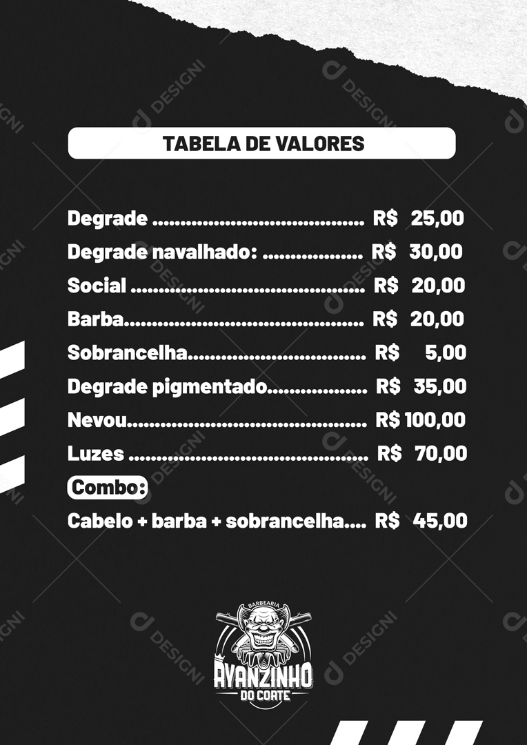 tabela de cabelo 40 cm